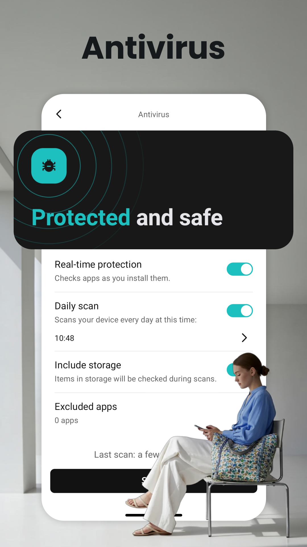 Surfshark App Store creative featuring antivirus protection