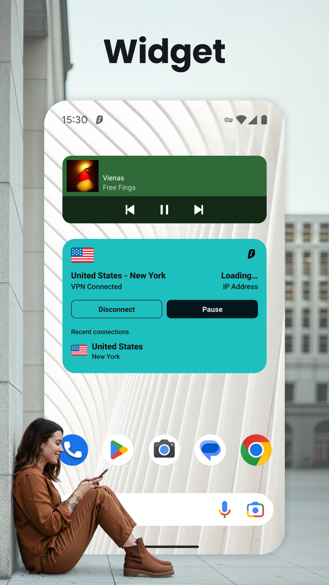 Surfshark App Store creative featuring the Android widget